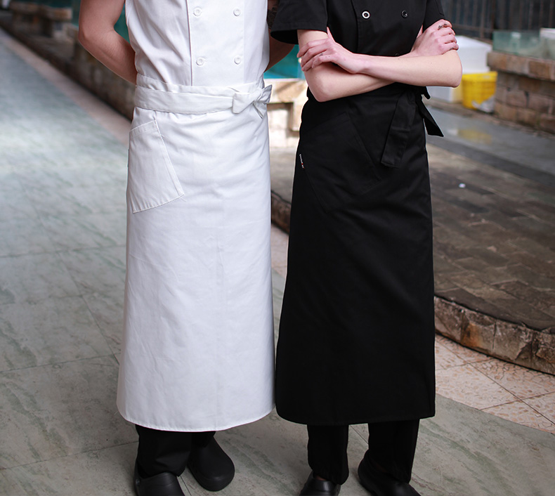 廚師半身圍裙長款西餐廳廚師工作圍裙黑se半截廚師圍裙定制